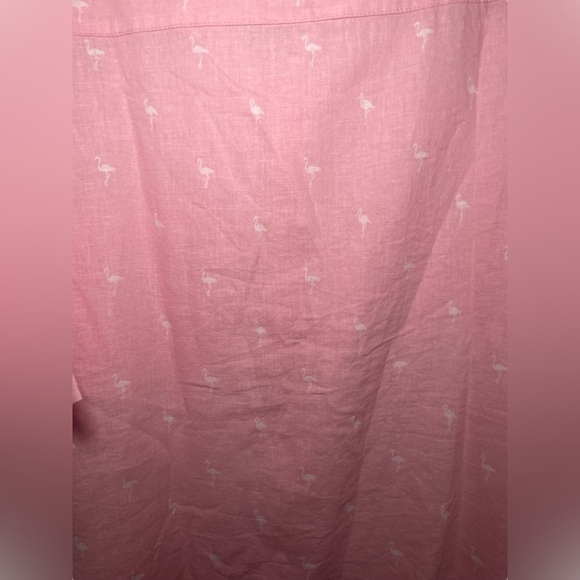 Saks Fifth Avenue NWT Pink Flamingo Linen Blend Short Sleeve Shirt XXL - Picture 5 of 6
